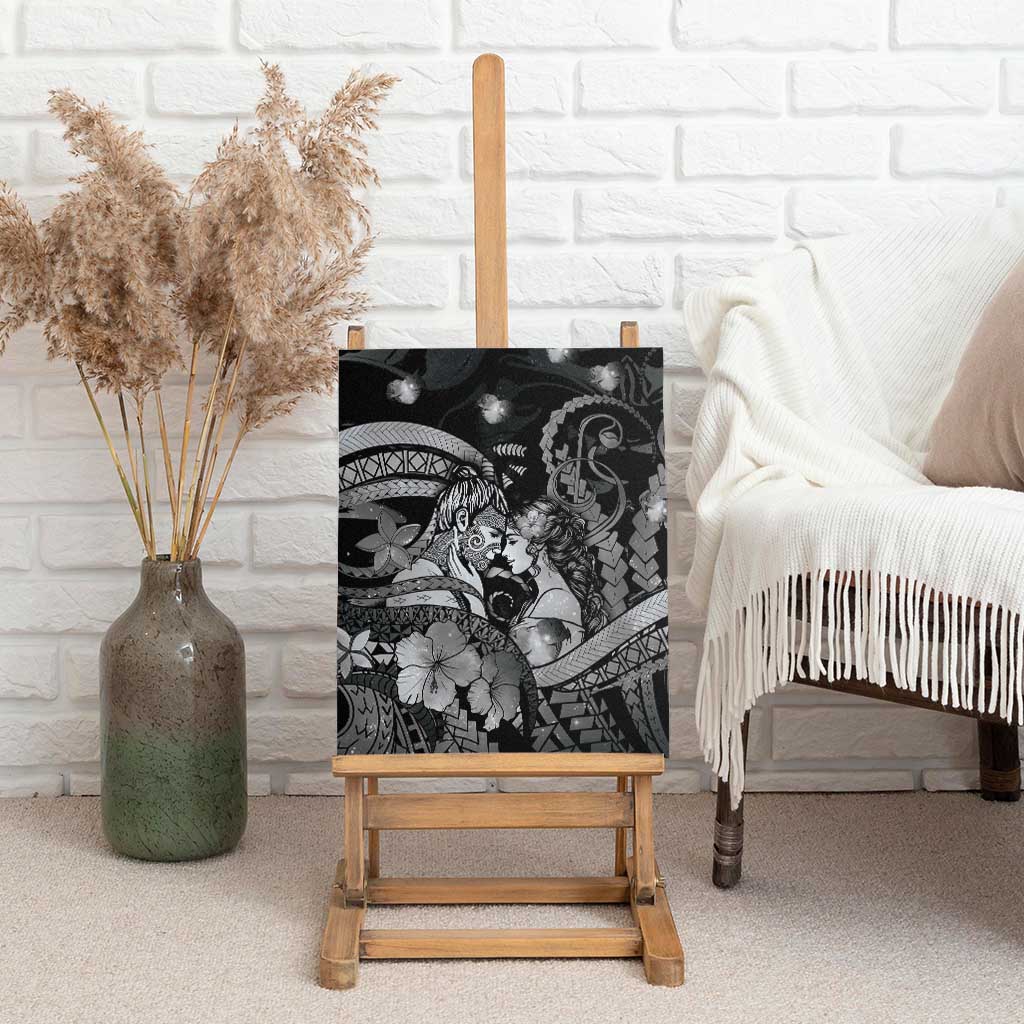 Maori Romantic Valentine Canvas Wall Art The Hongi Kiss Black Galaxy