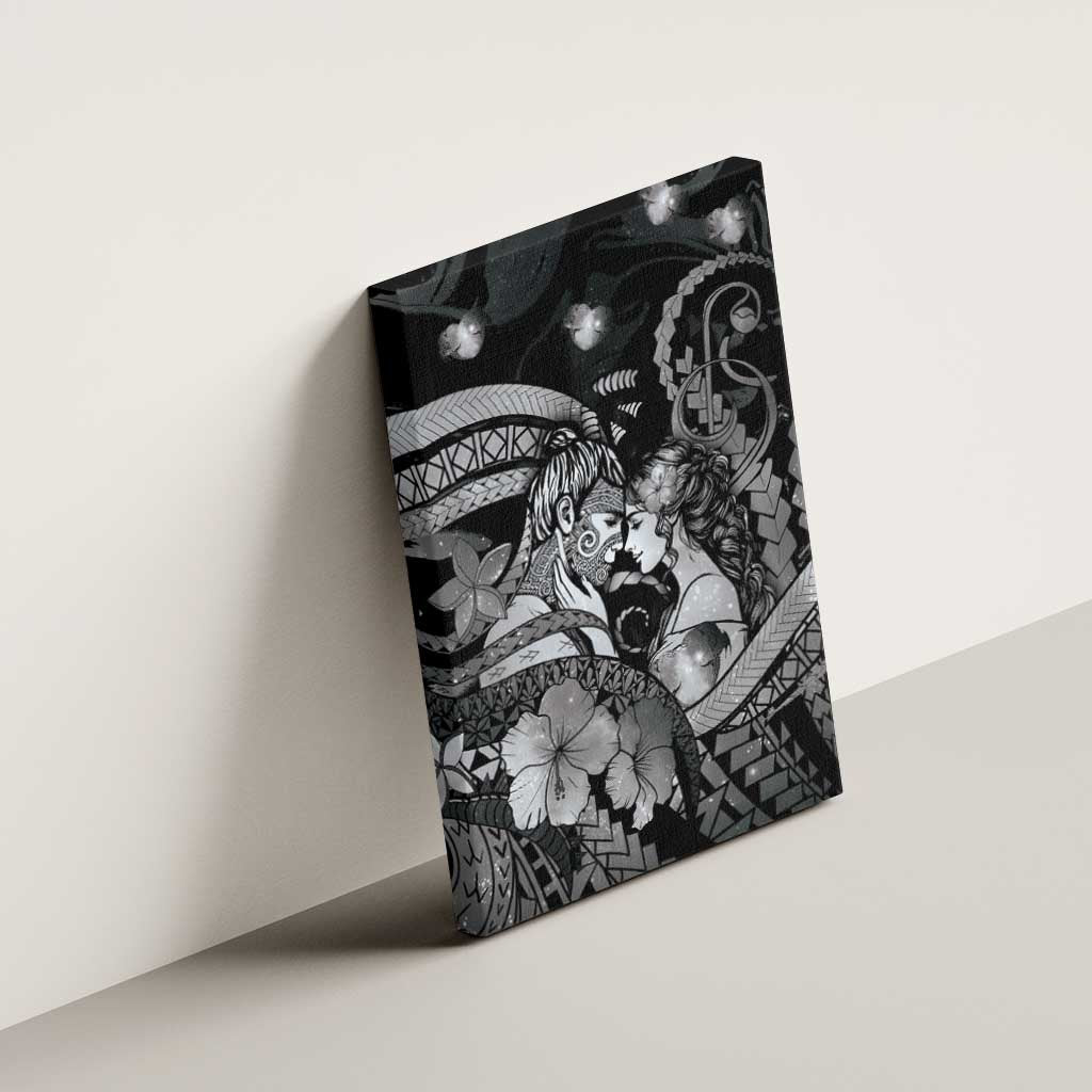 Maori Romantic Valentine Canvas Wall Art The Hongi Kiss Black Galaxy