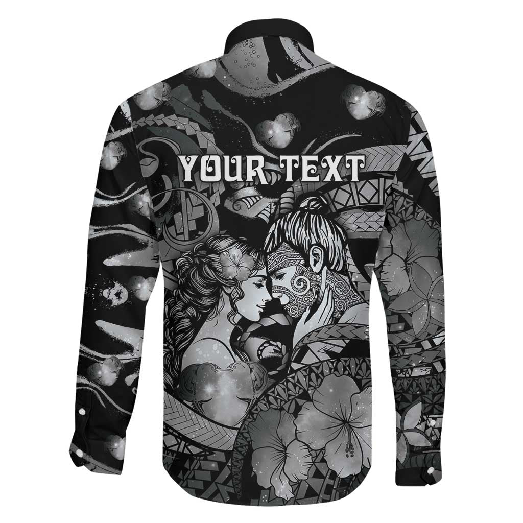 Personalised Maori Romantic Valentine Family Matching Puletasi and Hawaiian Shirt The Hongi Kiss Black Galaxy DT05 - Polynesian Pride