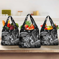 Maori Romantic Valentine Grocery Bag The Hongi Kiss Black Galaxy DT05 3-pack One Size Black - Polynesian Pride