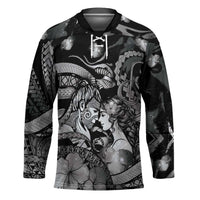 Personalised Maori Romantic Valentine Hockey Jersey The Hongi Kiss Black Galaxy