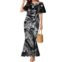 Personalised Maori Romantic Valentine Mermaid Dress The Hongi Kiss Black Galaxy DT05 Women Black - Polynesian Pride