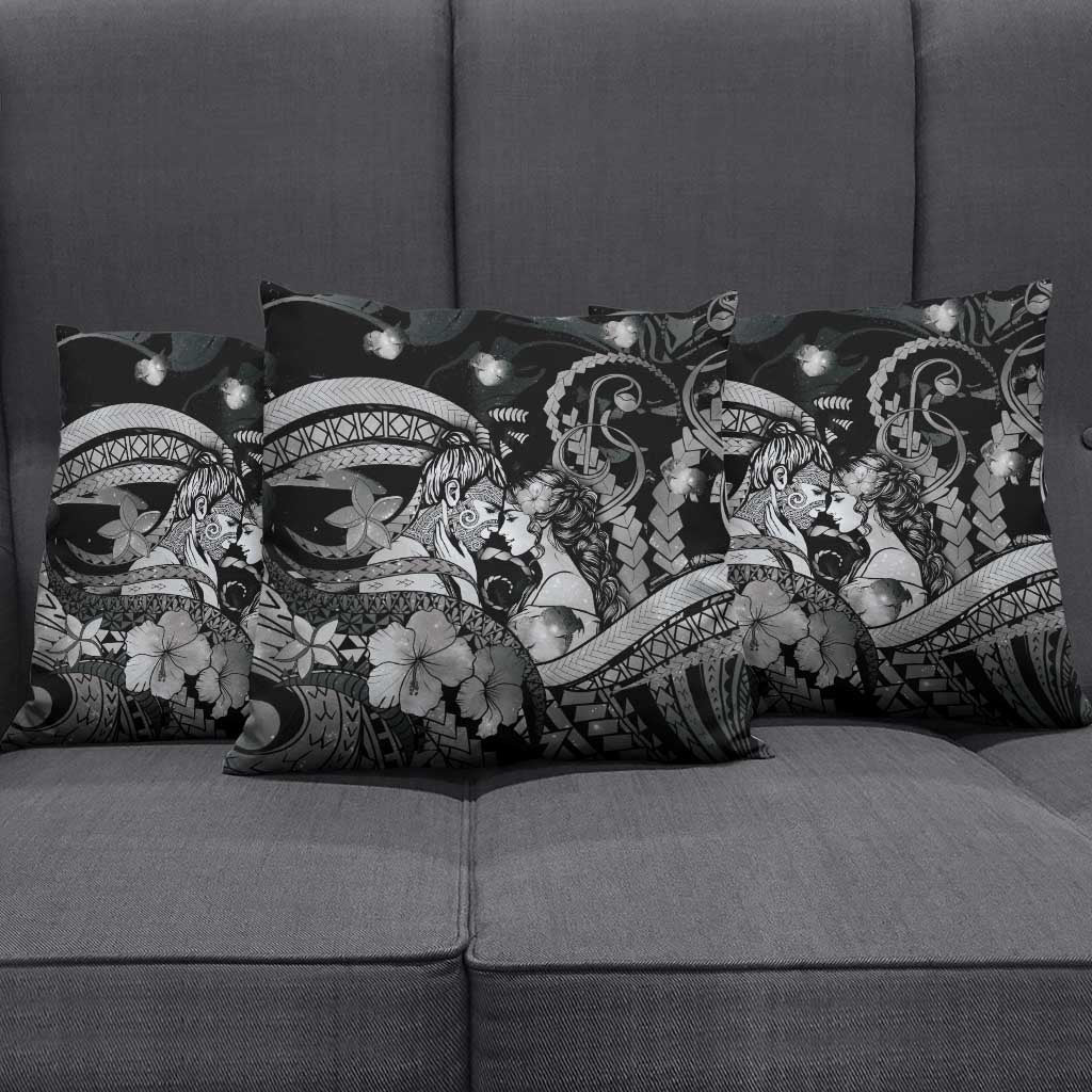 Maori Romantic Valentine Pillow Cover The Hongi Kiss Black Galaxy DT05 - Polynesian Pride