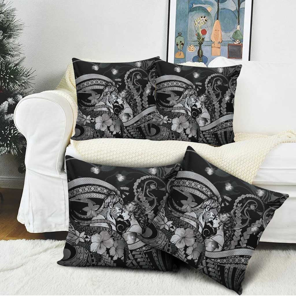 Maori Romantic Valentine Pillow Cover The Hongi Kiss Black Galaxy DT05 - Polynesian Pride