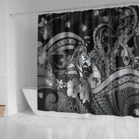 Maori Romantic Valentine Shower Curtain The Hongi Kiss Black Galaxy