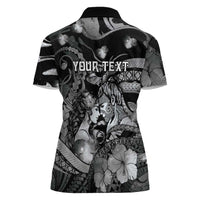 Personalised Maori Romantic Valentine Women Polo Shirt The Hongi Kiss Black Galaxy