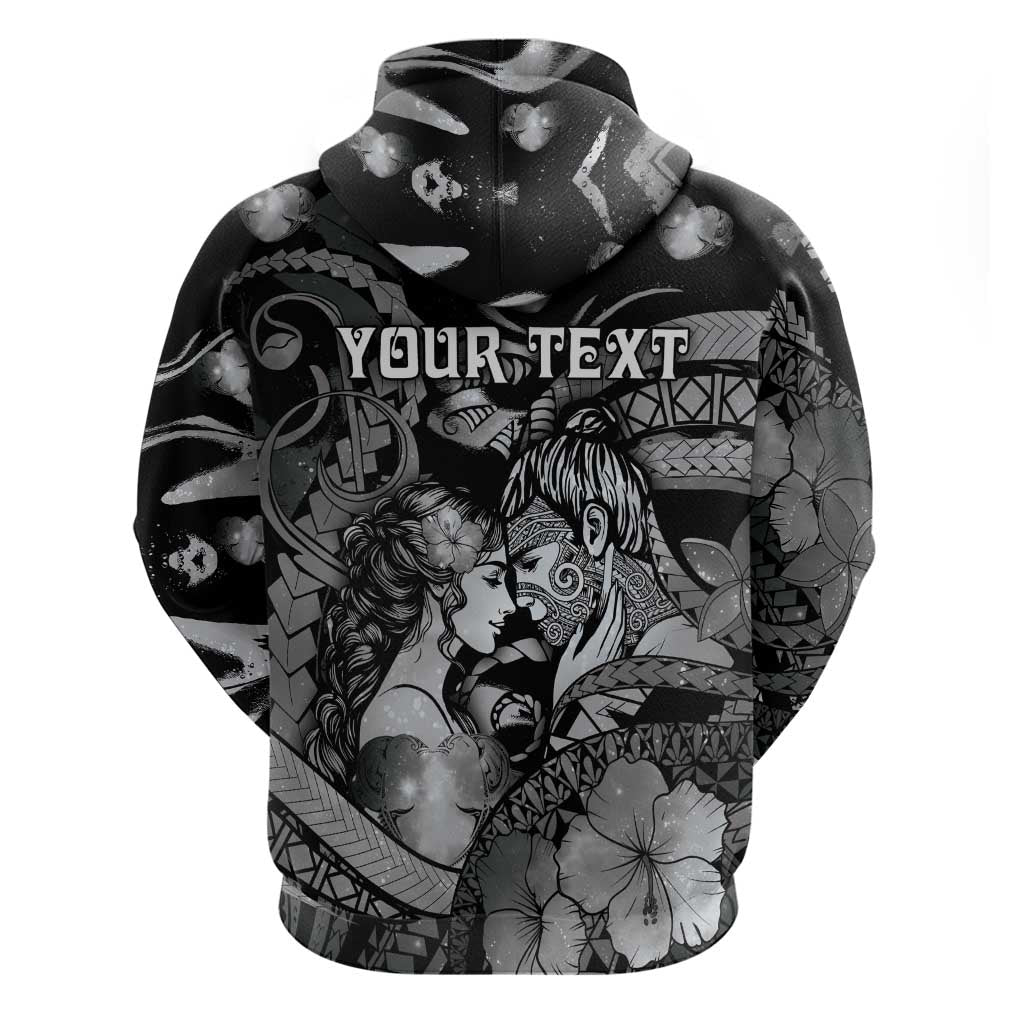 Personalised Maori Romantic Valentine Zip Hoodie The Hongi Kiss Black Galaxy DT05 - Polynesian Pride