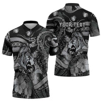 Personalised Maori Romantic Valentine Zipper Polo Shirt The Hongi Kiss Black Galaxy