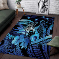 Maori Romantic Valentine Area Rug The Hongi Kiss Blue Galaxy DT05 Blue - Polynesian Pride