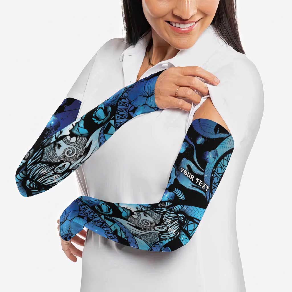 Personalised Maori Romantic Valentine Arm Sleeves The Hongi Kiss Blue Galaxy