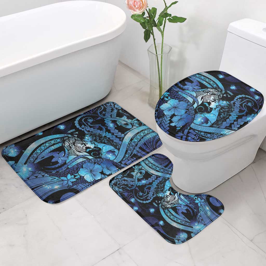 Maori Romantic Valentine Bathroom Set The Hongi Kiss Blue Galaxy