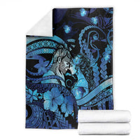 Maori Romantic Valentine Blanket The Hongi Kiss Blue Galaxy