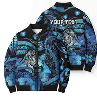 Personalised Maori Romantic Valentine Bomber Puffer Jacket The Hongi Kiss Blue Galaxy