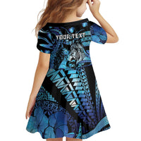Personalised Maori Romantic Valentine Family Matching Summer Maxi Dress and Hawaiian Shirt The Hongi Kiss Blue Galaxy