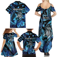 Personalised Maori Romantic Valentine Family Matching Summer Maxi Dress and Hawaiian Shirt The Hongi Kiss Blue Galaxy