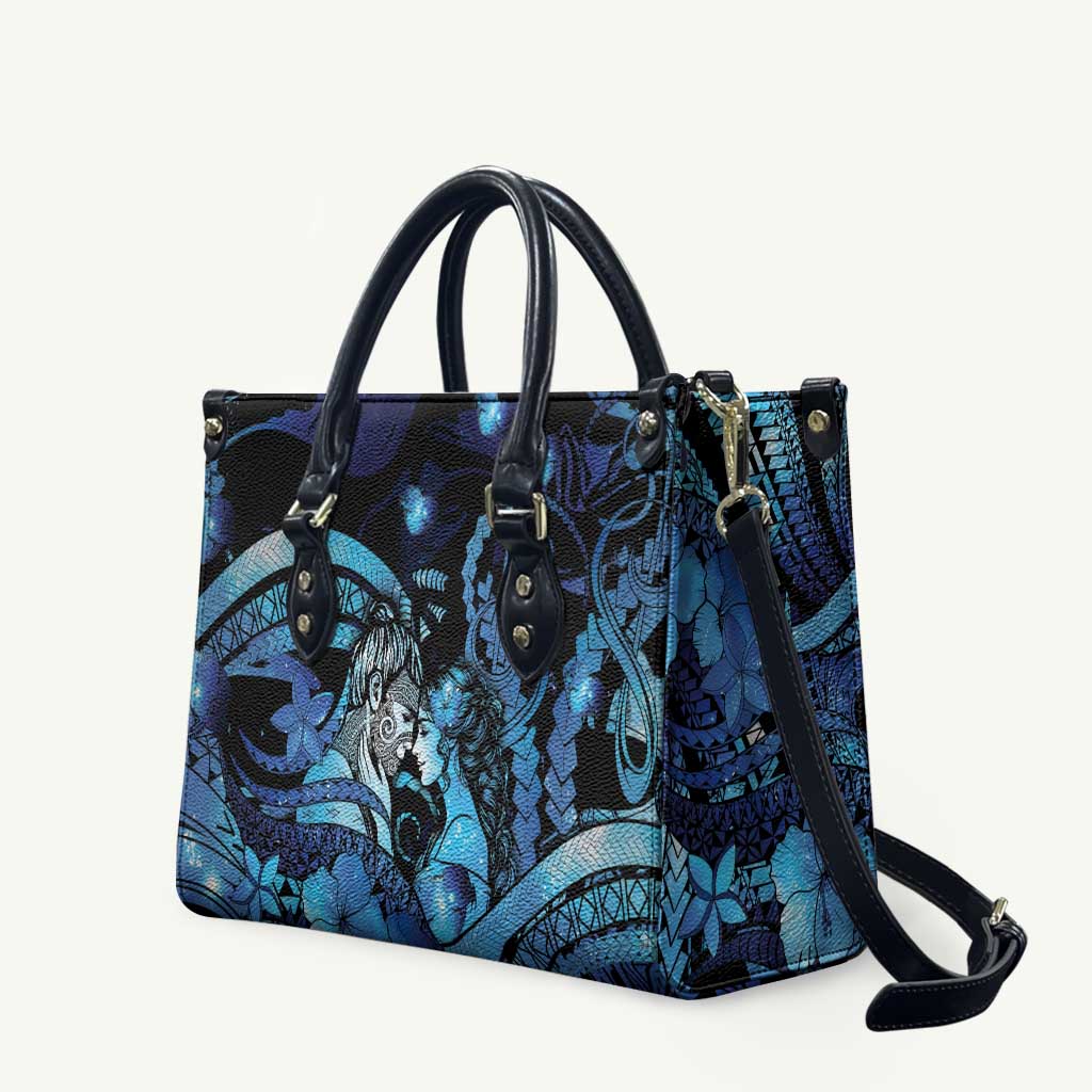 Maori Romantic Valentine Leather Bag The Hongi Kiss Blue Galaxy