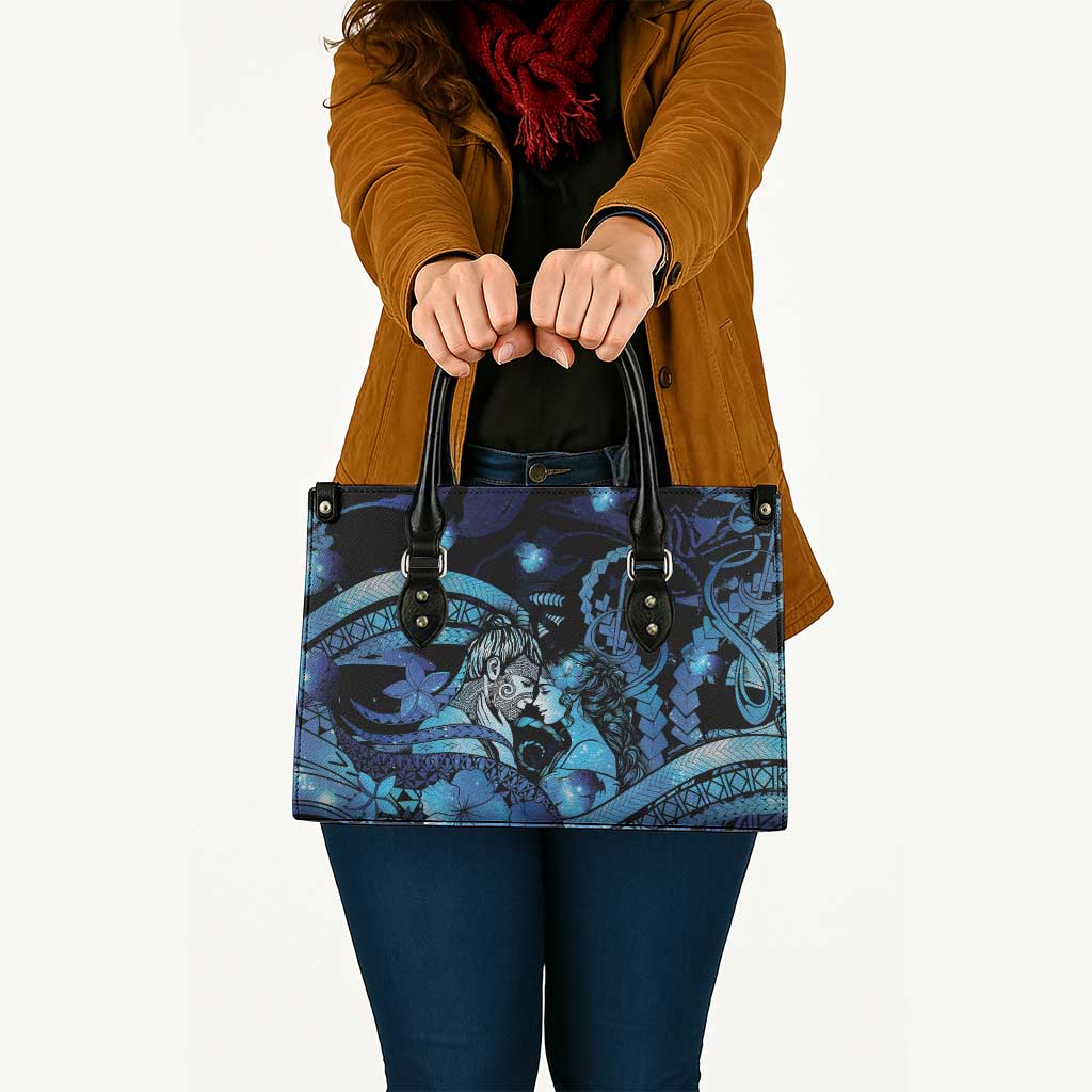 Maori Romantic Valentine Leather Bag The Hongi Kiss Blue Galaxy