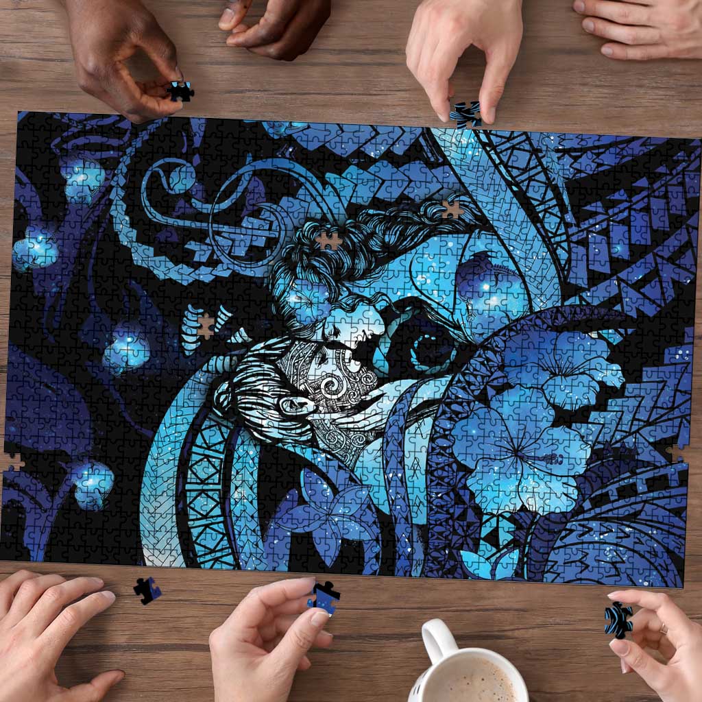 Maori Romantic Valentine Puzzle The Hongi Kiss Blue Galaxy