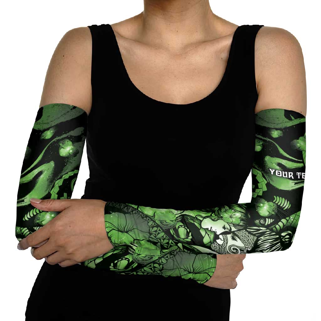 Personalised Maori Romantic Valentine Arm Sleeves The Hongi Kiss Green Galaxy DT05 - Polynesian Pride