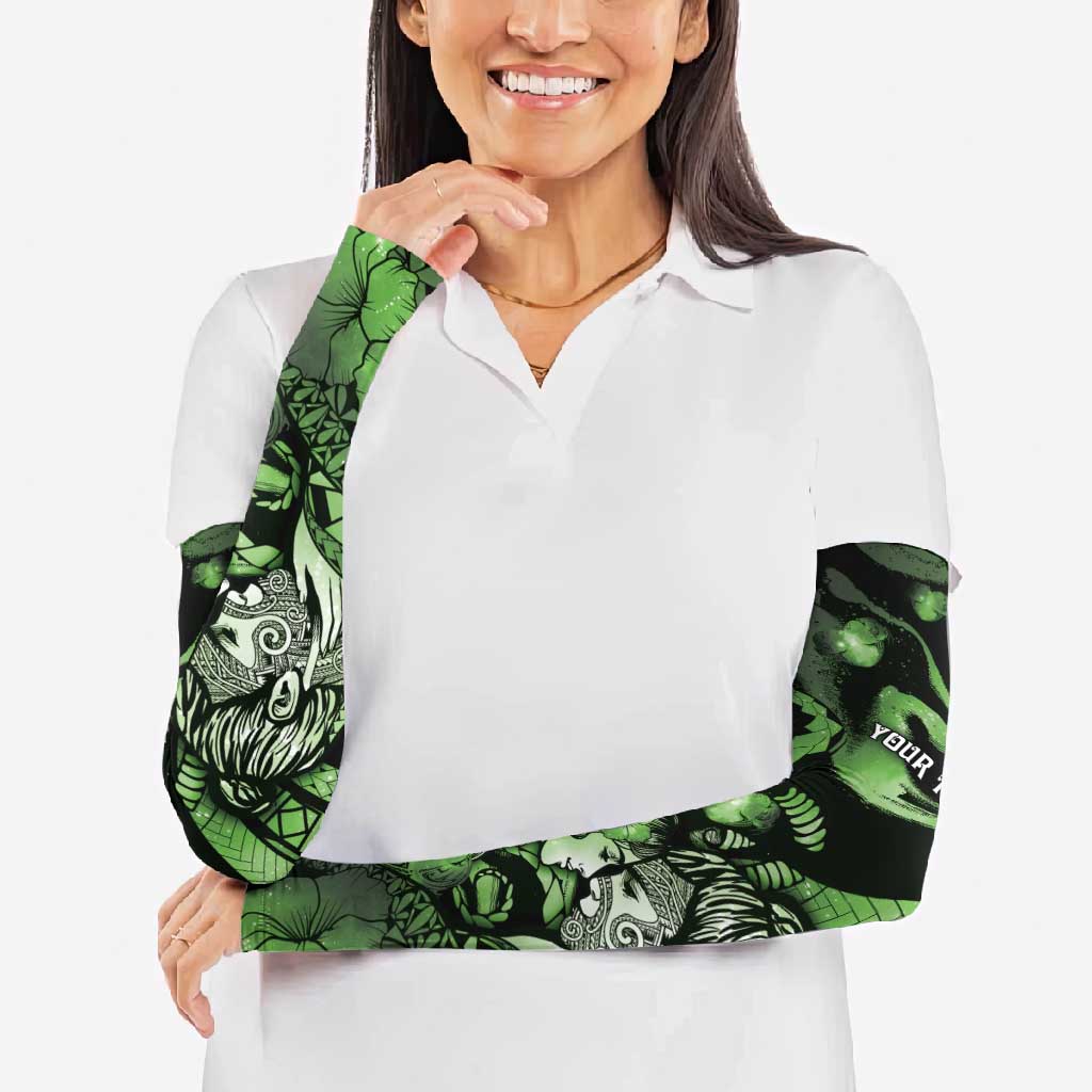 Personalised Maori Romantic Valentine Arm Sleeves The Hongi Kiss Green Galaxy DT05 - Polynesian Pride