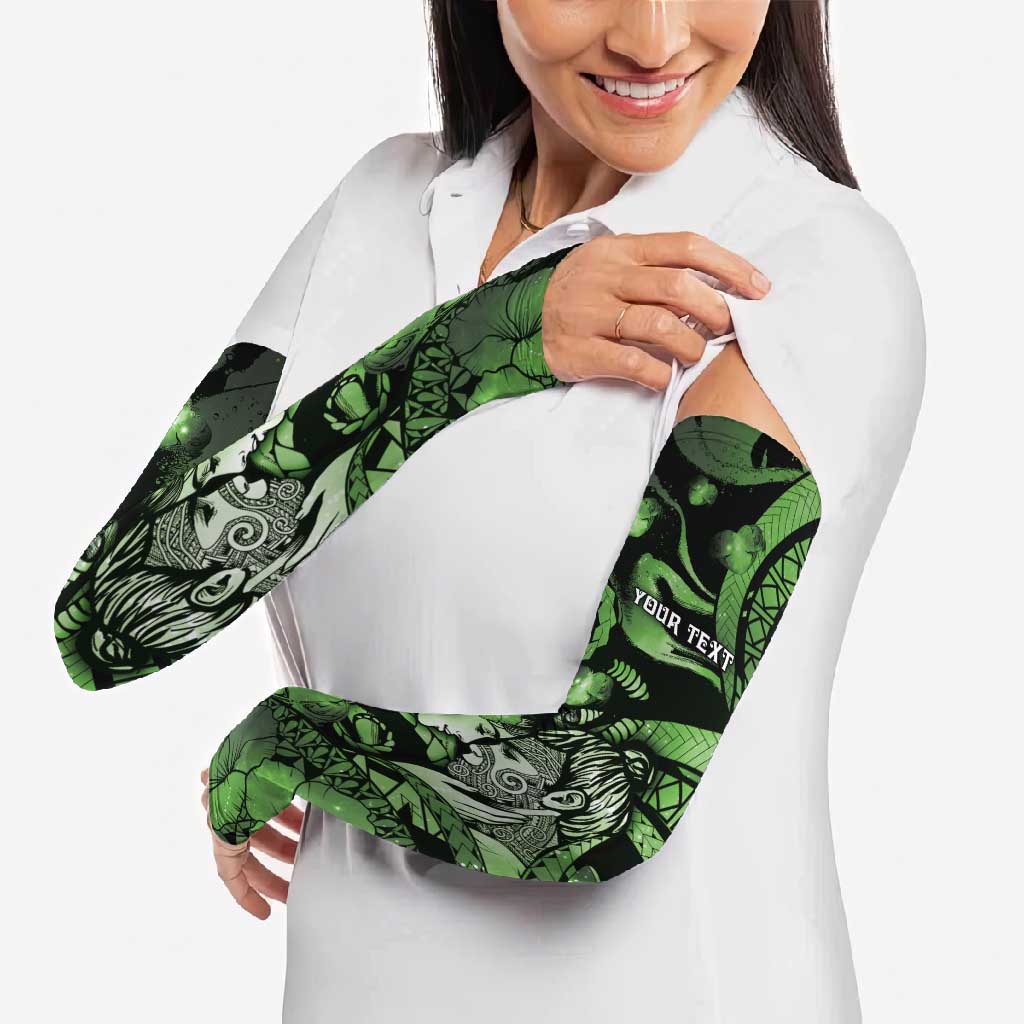 Personalised Maori Romantic Valentine Arm Sleeves The Hongi Kiss Green Galaxy DT05 - Polynesian Pride