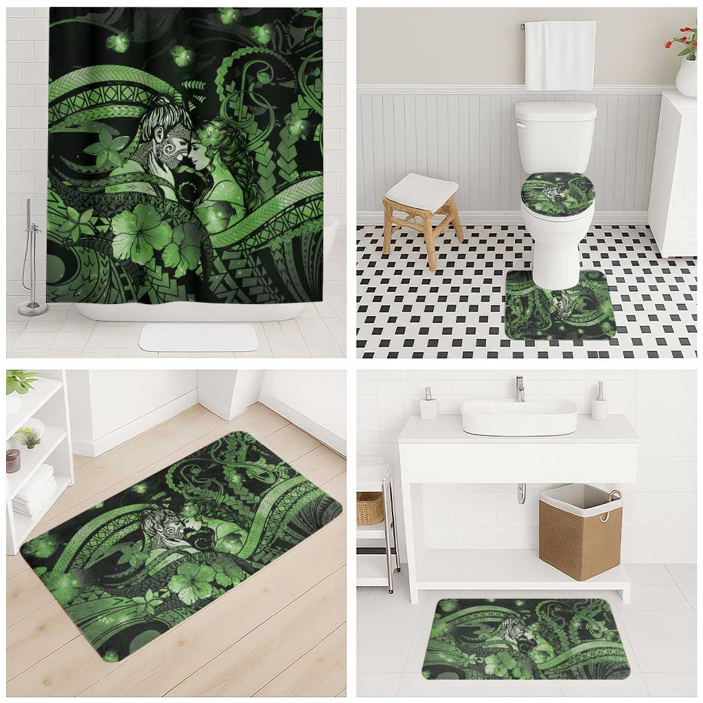 Maori Romantic Valentine Bathroom Set The Hongi Kiss Green Galaxy