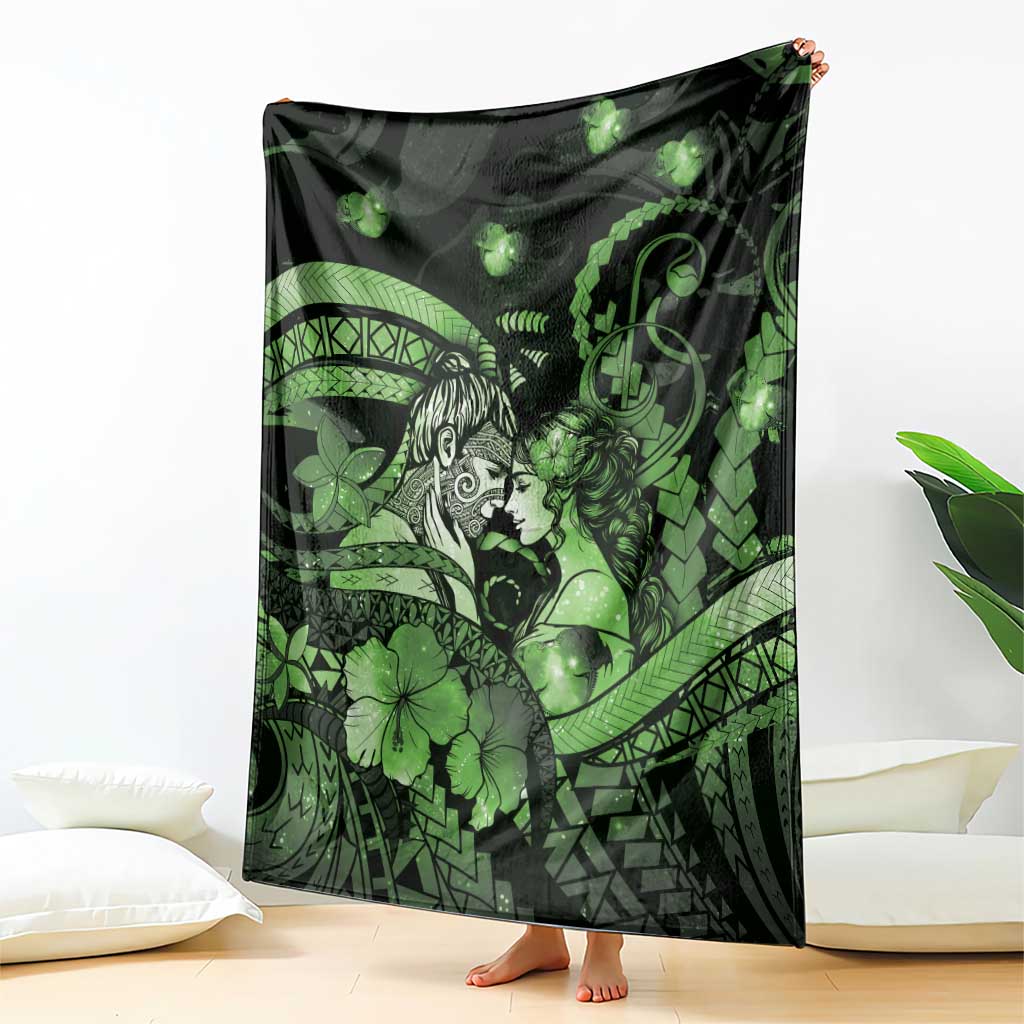 Maori Romantic Valentine Blanket The Hongi Kiss Green Galaxy