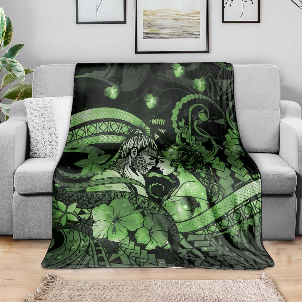 Maori Romantic Valentine Blanket The Hongi Kiss Green Galaxy