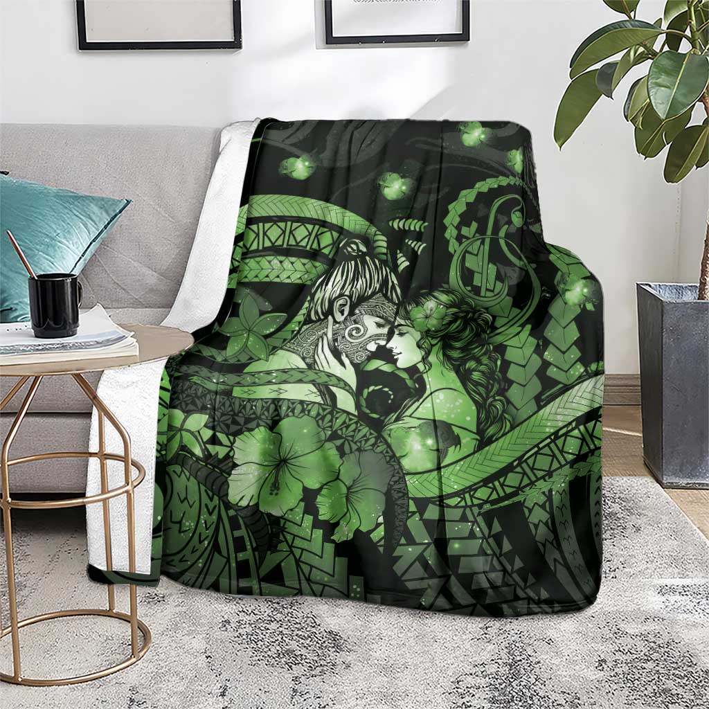 Maori Romantic Valentine Blanket The Hongi Kiss Green Galaxy