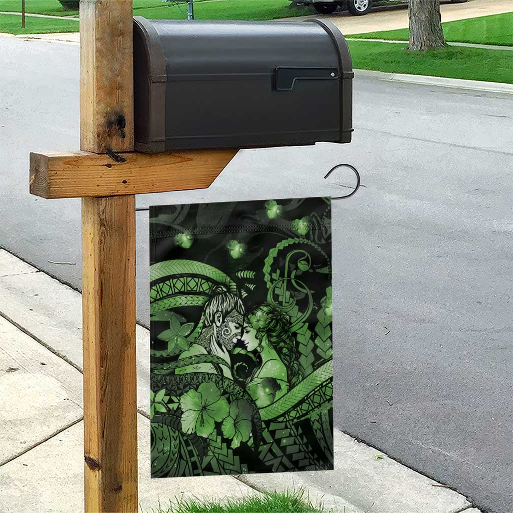 Maori Romantic Valentine Garden Flag The Hongi Kiss Green Galaxy