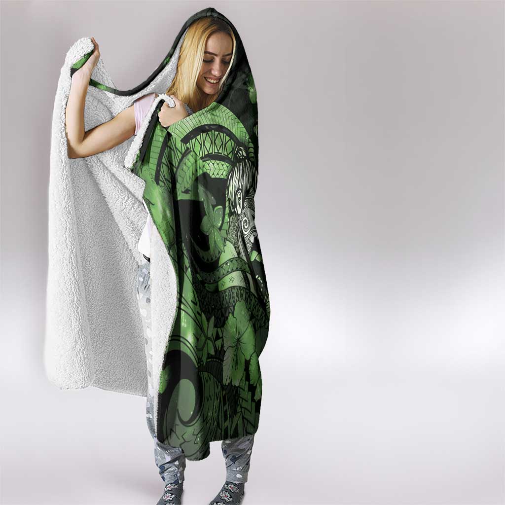 Maori Romantic Valentine Hooded Blanket The Hongi Kiss Green Galaxy DT05 - Polynesian Pride