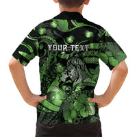 Personalised Maori Romantic Valentine Kid Hawaiian Shirt The Hongi Kiss Green Galaxy DT05 - Polynesian Pride