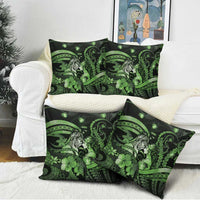 Maori Romantic Valentine Pillow Cover The Hongi Kiss Green Galaxy
