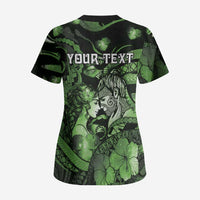 Personalised Maori Romantic Valentine Scrub Top The Hongi Kiss Green Galaxy