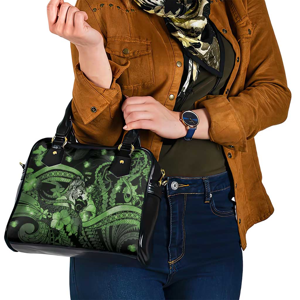 Maori Romantic Valentine Shoulder Handbag The Hongi Kiss Green Galaxy