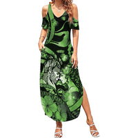 Personalised Maori Romantic Valentine Summer Maxi Dress The Hongi Kiss Green Galaxy