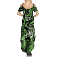 Personalised Maori Romantic Valentine Summer Maxi Dress The Hongi Kiss Green Galaxy