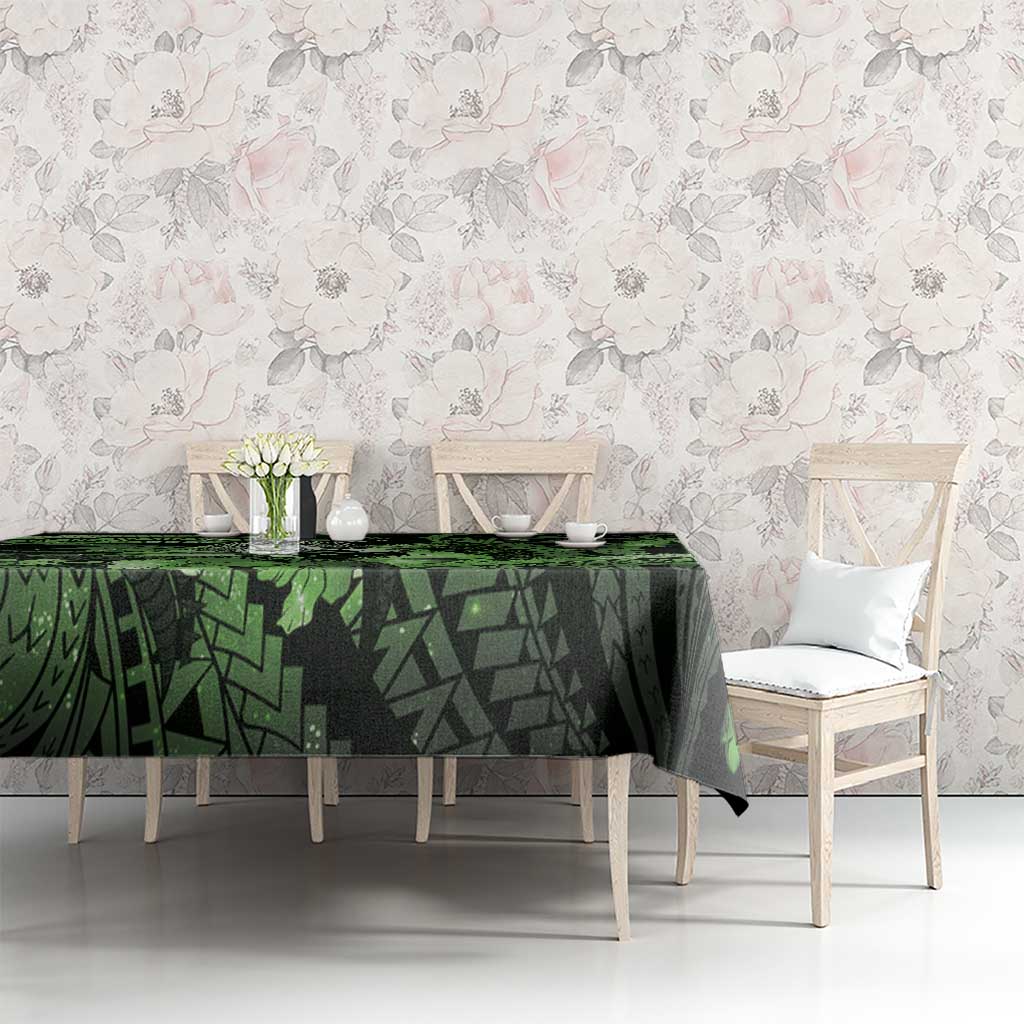 Maori Romantic Valentine Tablecloth The Hongi Kiss Green Galaxy