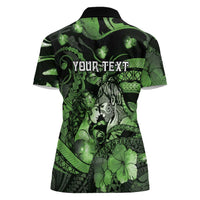 Personalised Maori Romantic Valentine Women Polo Shirt The Hongi Kiss Green Galaxy