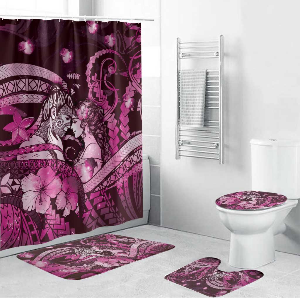 Maori Romantic Valentine Bathroom Set The Hongi Kiss Pink Galaxy