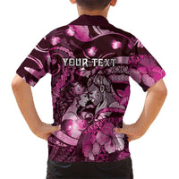 Personalised Maori Romantic Valentine Family Matching Tank Maxi Dress and Hawaiian Shirt The Hongi Kiss Pink Galaxy DT05 - Polynesian Pride