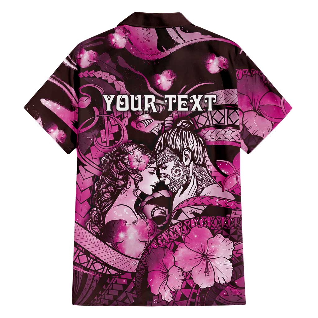 Personalised Maori Romantic Valentine Family Matching Tank Maxi Dress and Hawaiian Shirt The Hongi Kiss Pink Galaxy DT05 - Polynesian Pride