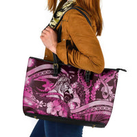 Maori Romantic Valentine Leather Tote Bag The Hongi Kiss Pink Galaxy DT05 Pink - Polynesian Pride