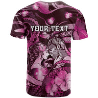 Personalised Maori Romantic Valentine T Shirt The Hongi Kiss Pink Galaxy DT05 - Polynesian Pride