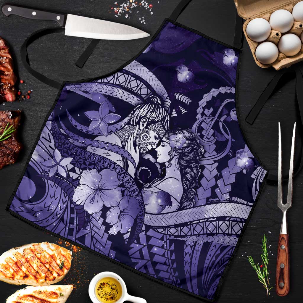 Maori Romantic Valentine Apron The Hongi Kiss Purple Galaxy