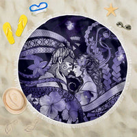 Maori Romantic Valentine Beach Blanket The Hongi Kiss Purple Galaxy