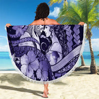 Maori Romantic Valentine Beach Blanket The Hongi Kiss Purple Galaxy
