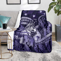 Maori Romantic Valentine Blanket The Hongi Kiss Purple Galaxy