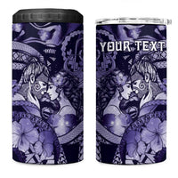 Personalised Maori Romantic Valentine 4 in 1 Can Cooler Tumbler The Hongi Kiss Purple Galaxy