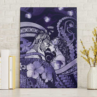 Maori Romantic Valentine Canvas Wall Art The Hongi Kiss Purple Galaxy